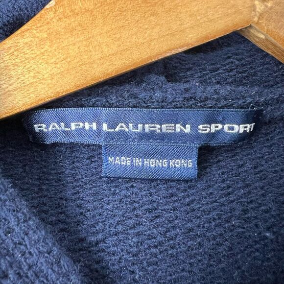 Vintage Ralph Lauren Sport Duffle Coat Mens XS Blue Navy Wool Toggle Hood Trench - Picture 3 of 5